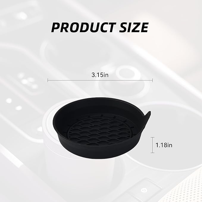 4PCS Car Cup Holder Coaster, Silicone Non-Slip Vehicle Cup Holder Insert Pads, Automotive Interior Insulation Drink Cup Mats Decor Accessories, Universal for SUV, Sedan, Truck (Black)