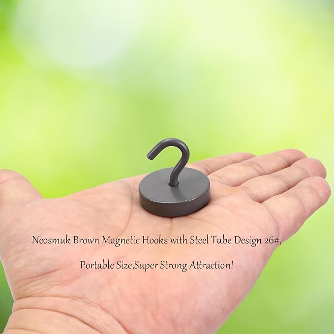 Neosmuk Magnetic Hooks, Cruise Ship Essentials, 100lb+ Heavy Duty Magnetic Hooks for Cruise Cabins, Refrigerator, Grill, Hanging, and Travel | Extra Strong Must-Have Magnet Hook, Grey, Pack of 20