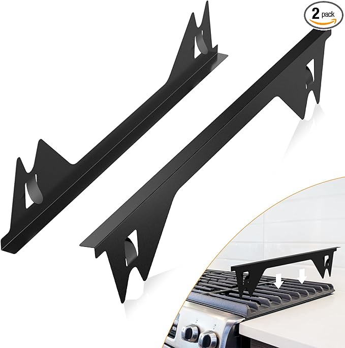 ItsNio 2Pack Upgrade 316 Stainless Steel Stove Gap Covers - Length 23.4" Width 0.78", Stove Gap Filler, Oven Gap Filler, Oven Side Gap Filler, Range Trim Kit, Heat Resistant and Easy to Clean, (Black)