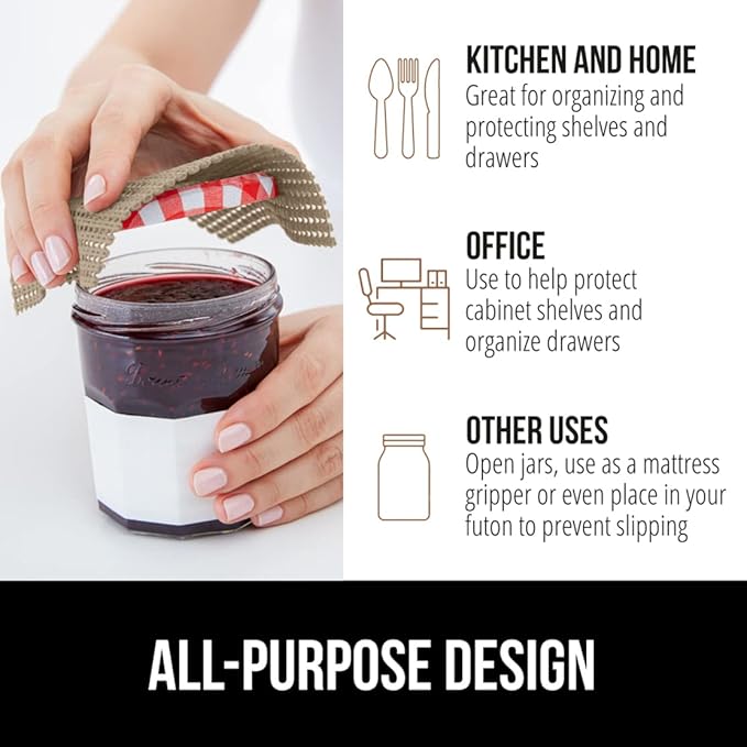 GORILLA GRIP powerGRIP Drawer Shelf and Cabinet Liner, Thick Strong Hold, Non-Adhesive Liners Protect Kitchen Cabinets and Cupboard, Bathroom Drawers, Easy Install, Breathable Mat, 12" x10', Beige