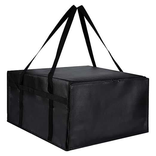 Insulated Pizza Delivery Bag for Carry Hot, 24" x 24" x 14" Insulated Food Delivery Bag, Grocery Cooler Bags for Catering/Doordash, Commercial Food Warmers（Black, 1Pk）