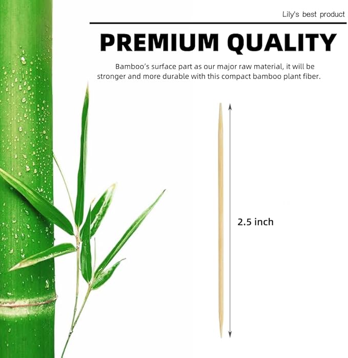 HOPELF Bamboo Toothpicks for Teeth Cleaning, Appetizer, Olive, Barbecue, Fruit, Double-Points Wooden Toothpick.12000 Count