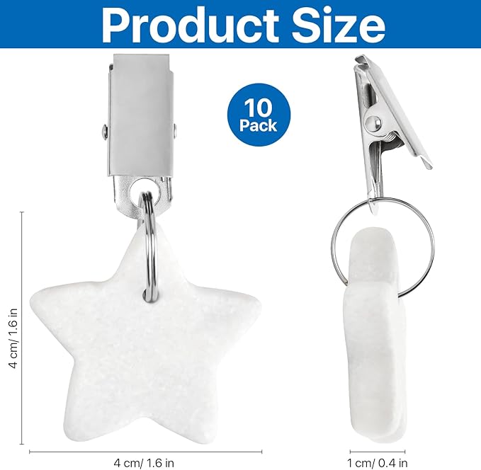 10 Pcs Tablecloth Weights, Metal Clip Star Table Cover Weights Stone, Table Weights Hangers Tablecloth Pendant for Outdoor Picnic Dinner Party Decoration (White)