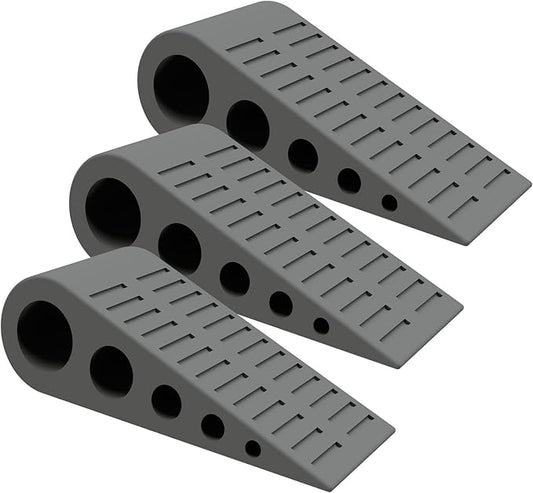 1.9 Inches Heavy Duty Door Stopper, 3 Pack Rubber Door Stop, Door Stoppers for Bottom of Door, Large Door Stopper Wedge for Home Office School (Dark Grey)