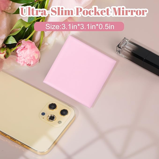 ALLROSE Compact Mirror, 1X/3X Magnifying Travel Mirror with Light Small Purse Mirror Pocket Mirror for Makeup, Mini LED Portable Handheld Makeup Mirror Travel Essentials Gifts for Women Girls, Pink