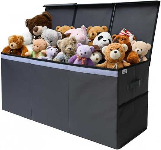 Extra Large Toy Storage Organizer with Lid - Sturdy, Collapsible Toy Chest Storage Box Design - Toys Bin with Dividers for Kids, Nursery, Bedroom, Playroom 37"x16"x14"