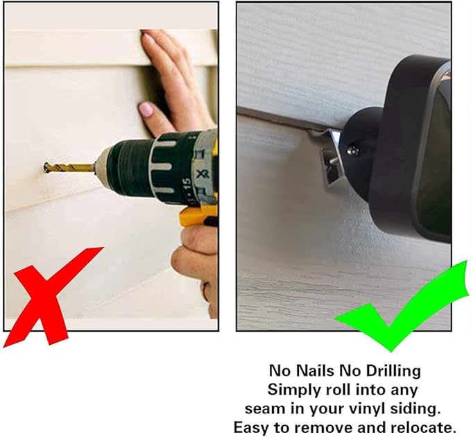 Antimbee Vinyl Siding Clips,20-Pack No-Hole Outdoor Camera Mount,Vinyl Siding Hanger for Blink, Arlo, Ring, No-Damage, No Drilling, Weatherproof-304 Stainless Steel Home Siding Hooks - New Upgrade