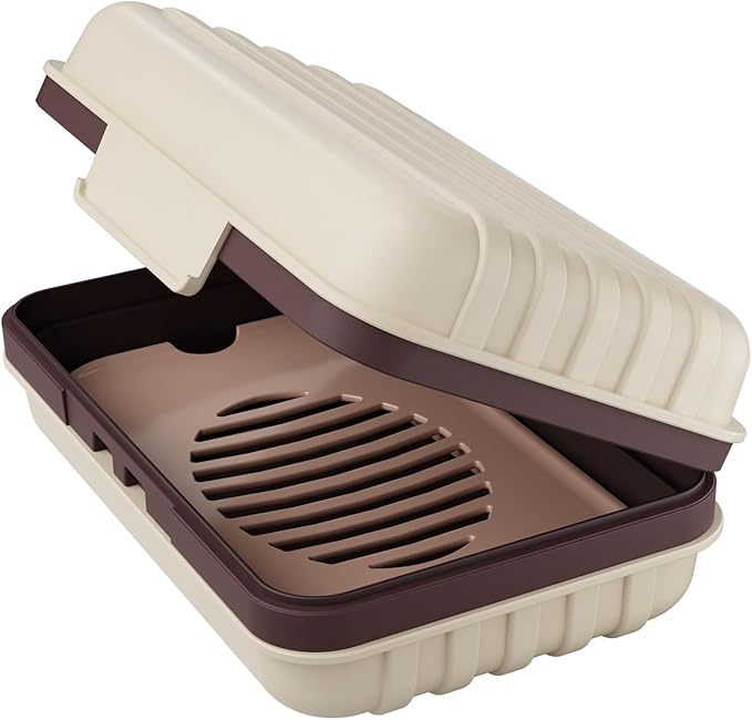 Quatish Bar Soap Holder Dish 1 Pack for Shower, Travel Soap Case with Lid for Gym, Camping Essentials, Hiking, Travel Size Toiletries, Portable, Leakproof, Brown