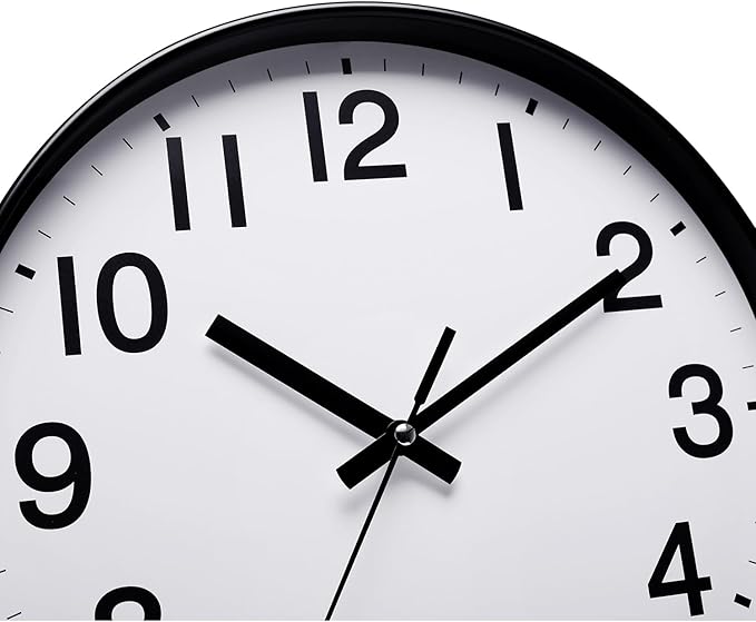 NUOVO 12 Inch Round Wall Clock Silent & Non-Ticking Simple Wall Clock Battery Operated for Living Room Bedroom Kitchen