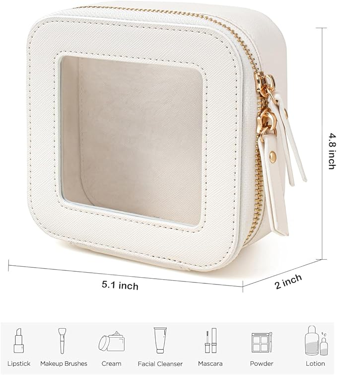 Small Clear Makeup Bag, Mini Makeup Pouch TSA Approved Toiletry Bag for Women Travel Makeup Bag Cute Clear Cosmetic Bag Waterproof Make Up Bag Organizer for Car Essentials