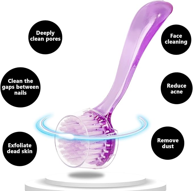 3 Pcs Facial Cleansing Brush, Manual Face Brushes for Cleansing and Exfoliating, Face Scrubber to Massage, Deep Pore Exfoliation, Makeup Remove and Skin Care with Soft Bristles, Clear Purple