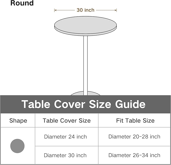 Small Round Fitted Table Cover Cocktail Table Topper Cap Elastic Tablecloth Stretch Spandex Table Cloth for Bar Pub Party Black 30 Inch