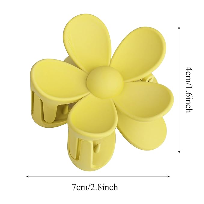 12-Piece Flower Claw Clips - Large Jaw Clips for Women & Girls - Thick & Thin Hair - 12 Colors - Matte, Non-Slip, Strong Hold