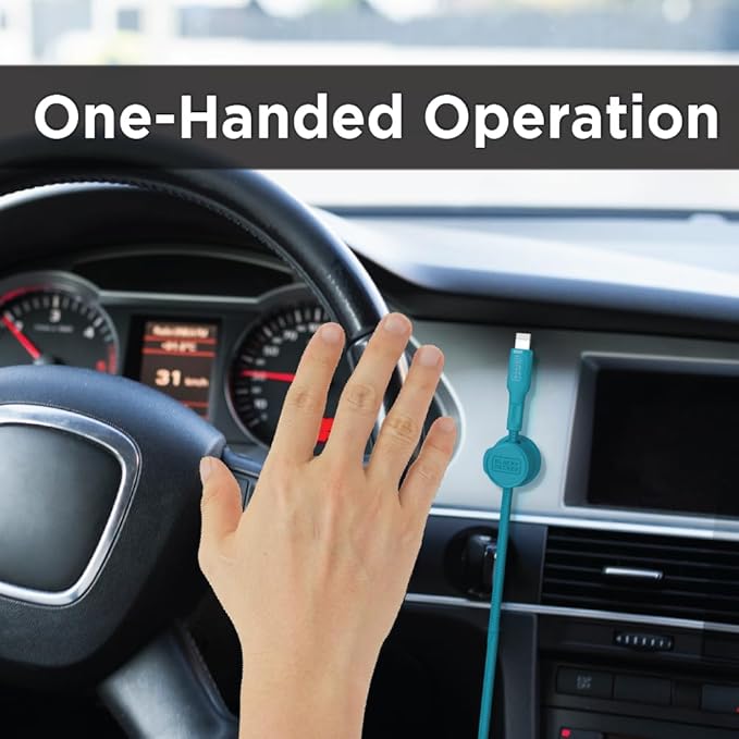 BLACK+DECKER Magnetic Cord Organizer Holder, 6 Pack Magnetic Cable Clips, Under Desk Cable Management, Strong Adhesive Cord Holder for Nightstand Kitchen Appliances Car Wall Office, Phone Wire Keeper