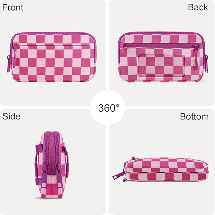 Checkered WristleWallets for Women, RFID Wallet Crossbody with 4 Zippers, Credit Card Holder Cell Phone Organizer
