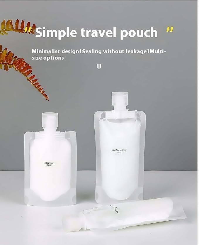 10 Pack Travel Pouches for Toiletries, Size Portable Containers,Stand Up Pouch,Refillable Travel Accessories for Shampoo Conditioner (50ML/1.7OZ/10piece)