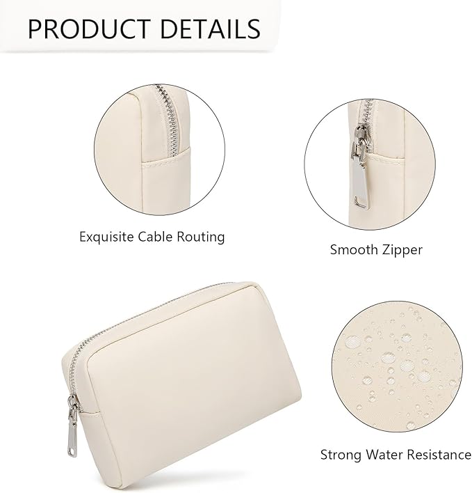 Waterproof Makeup Bag Large Capacity Women's Classic Black Wash Bag Adjustable Partition Wash Bag Brush and Cosmetic Carrying Bag… (Creamy White)