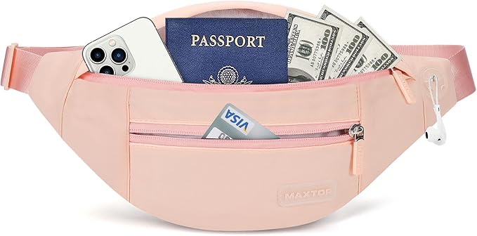 MAXTOP Large Crossbody Fanny Pack with 4-Zipper Pockets, Gifts for Enjoy Sports Festival Workout Traveling Running Casual Hands-Free Wallets Waist Pack Phone Bag Carrying All Phones