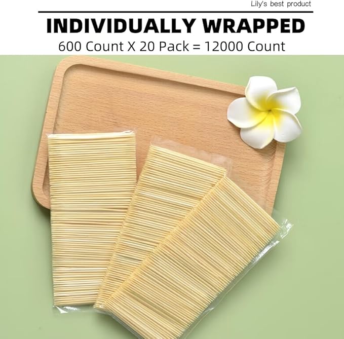 HOPELF Bamboo Toothpicks for Teeth Cleaning, Appetizer, Olive, Barbecue, Fruit, Double-Points Wooden Toothpick.12000 Count