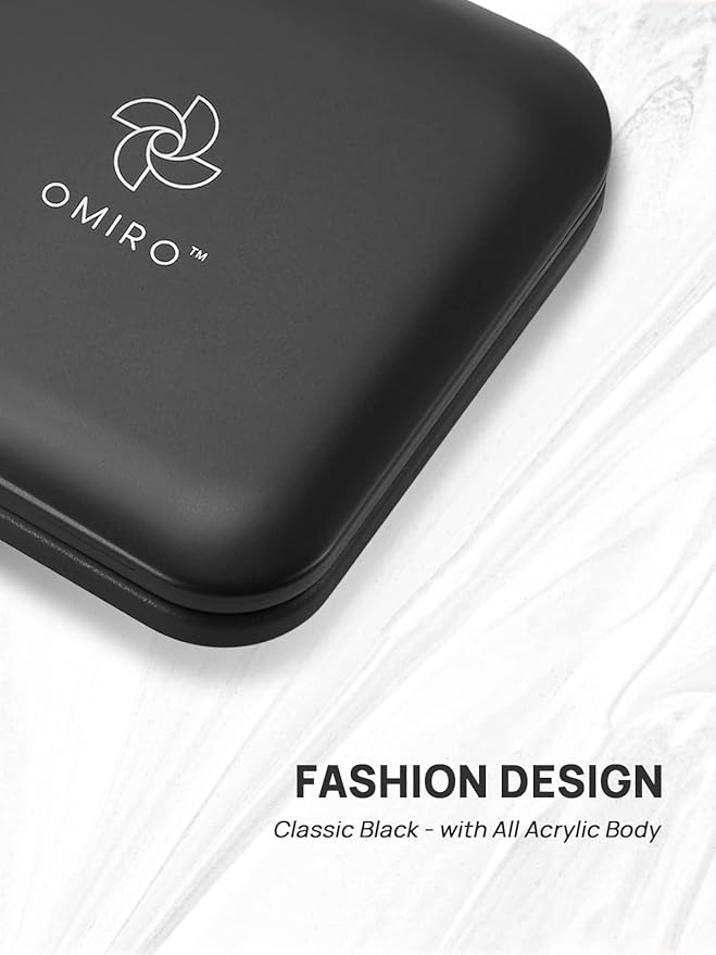 OMIRO Folding Compact Mirror, 1X/30X Magnification 3½” Pocket Size Square Hand Mirror for Travel Makeup (Black)