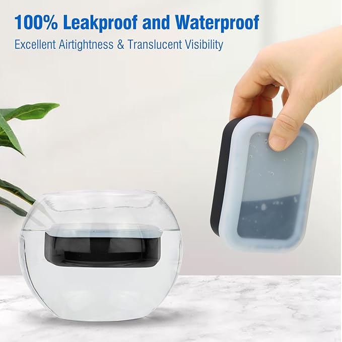 Enhanced Leak Proof Travel Soap Case, Compact Silicone Travel Soap Dish with Drainage Pad, Great for Gym, Camping, Bussines Trip (Black)
