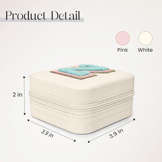 SANDJEST Personalized Jewelry Box, White Travel Jewelry Box with Initial Z, Small Monogrammed Jewelry Case Organizer for Girls Women Teen Kids, Mini Travel Essentials Gifts for Birthday Christmas