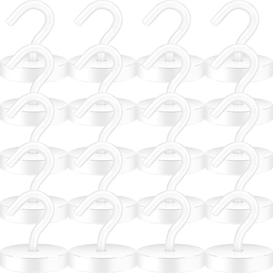 Neosmuk Magnetic Hooks, Cruise Ship Essentials, 100lb+ Heavy Duty Magnetic Hooks for Cruise Cabins, Refrigerator, Grill, Hanging, and Travel | Extra Strong Must-Haves Magnet Hook,White,Pack of 20