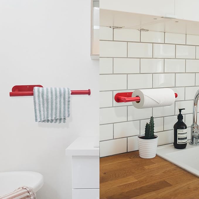 Yeebeny Red Cabinet Mount Paper Towel Holder - Stainless Steel