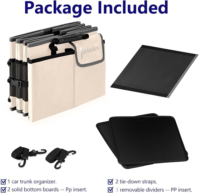 Trunk Organizer with Built-in Insulated Leak-Proof Cooler Bag, Collapsible Cargo Organizer for SUV with Non-Slip Bottom Strips, 3 Large Compartments Foldable Waterproof Portable Car Storage Box