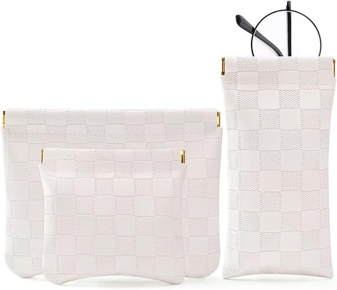 3PCS Small Makeup Bag for Purse，Waterproof Leather Portable Mini Makeup Bag,Snap Closure Organizer Pouch for Coin Cards Jewelry Lipstick Cosmetic Accessories，Small Travel Kit Storage Pouch