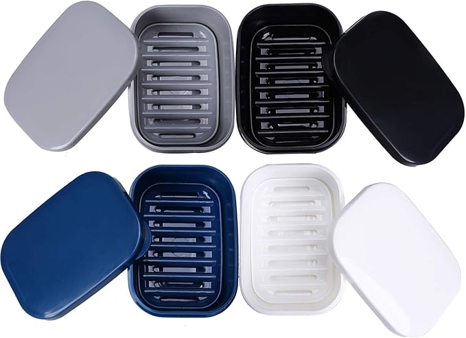 4Pcs Travel Soap Container - Portable Soap Box, Leakproof Soap Case, Plastic Soap Bar Holder - Camping, Bathroom Shower Gym Hiking Traveling