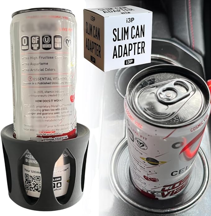 Slim Can Cup Holder Adapter for Car – Skinny Can Holder Insert for 8.4 oz & 12 oz Energy Drinks (Red Bull, Celsius, Alani, White Claw) – Anti Spill Cup Holder Insert for Cars, Trucks & Boats (1 Pack)