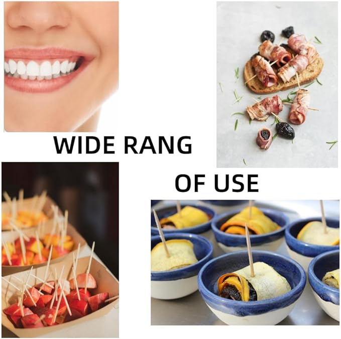 HOPELF Bamboo Toothpicks for Teeth Cleaning, Appetizer, Olive, Barbecue, Fruit, Double-Points Wooden Toothpick.600 Count