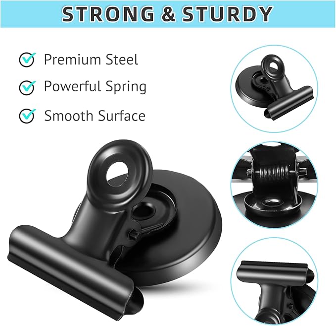 24 Pack Magnetic Clips Fridge Magnets Whiteboard Magnets, Magnet Clips for Teacher Supplies, Refrigerator Magnets for Photo Displays Memo Note