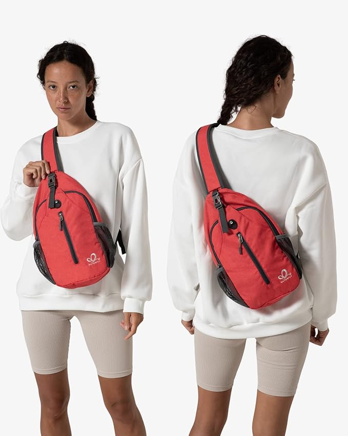 WATERFLY Crossbody Sling Backpack Sling Bag Travel Hiking Chest Bag Daypack