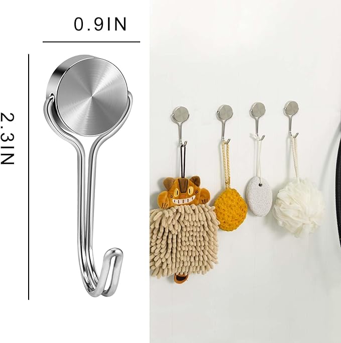 Magnetic Hooks 30LBS 2026 Cruise Ship Essentials Heavy Duty Magnet Hook for Cruise Cabins Strong Swivel Magnets with Hook for Hanging Refrigerator Classroom Home Kitchen Grill 8 Pack-Silver