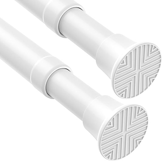 2pack Spring Tension Rods 23-46 Inch Adjustable White Tension Rod Spring Curtain Rod Extendable Short Curtain Rod Spring Loaded Curtain Rods Tension Rod For Curtains,Closet,Kitchen