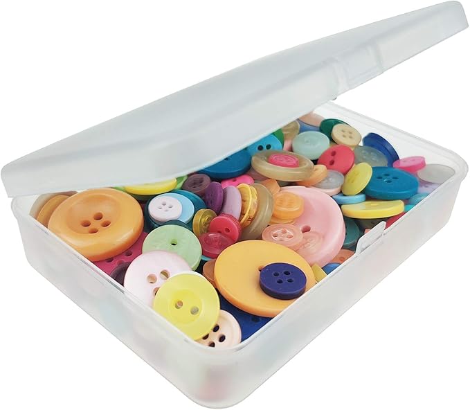 LJY 12 Pieces Rectangular Empty Mini Clear Plastic Organizer Storage Box Containers with Hinged Lids (4.5 x 3.3 x 1.1 inch, Frosted White)