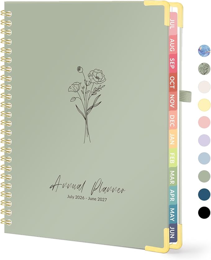 Forvencer Academic Planner 2026-2027, July 2026-June 2027 Weekly & Monthly Hardcover Calendar Planner, 6" X 8", Daily Agenda Book, School Office Notebook College Teacher Organizer A5, Poppy Bouquet