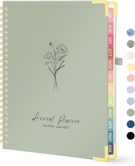 Forvencer Academic Planner 2026-2027, July 2026-June 2027 Weekly & Monthly Hardcover Calendar Planner, 6" X 8", Daily Agenda Book, School Office Notebook College Teacher Organizer A5, Poppy Bouquet