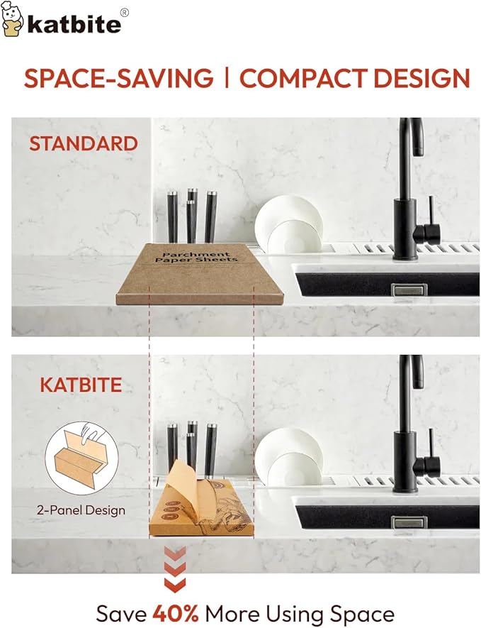 katbite 135Pcs 45 gsm Pop-Up Parchment Paper Sheets, Heavy Duty & Non-stick,10x15 In Pre-cut Unbleached Parchment Paper for Baking, Pop-Up Paper Dispenser for Cooking Wrapping Space-saving