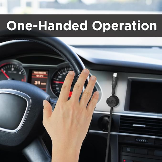 BLACK+DECKER Magnetic Cord Organizer Holder, 6 Pack Magnetic Cable Clips, Under Desk Cable Management, Strong Adhesive Cord Holder for Nightstand Kitchen Appliances Car Wall Office (Black)