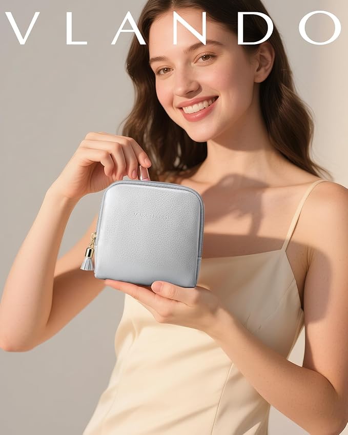Vlando Small Travel Jewelry Case,Jewelry Pouch Bags with Zipper,Velvet Jewelry Organizer Storage Bag for Bracelet Rings Earring Travel Essentials-Grey