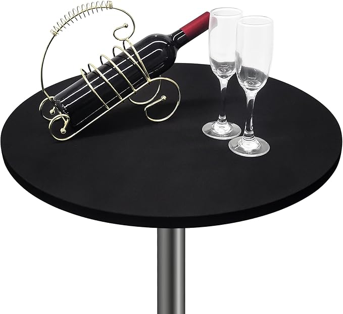 Small Round Fitted Table Cover Cocktail Table Topper Cap Elastic Tablecloth Stretch Spandex Table Cloth for Bar Pub Party Black 30 Inch