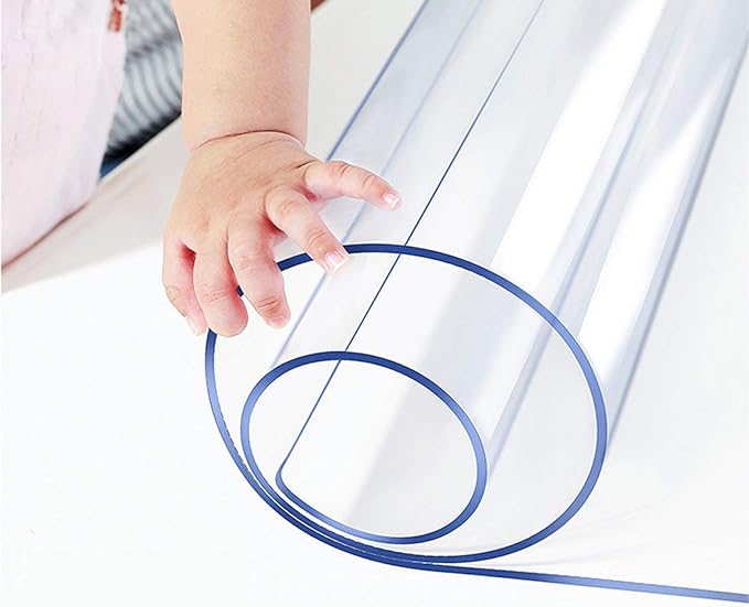 Clear Table Protector Plastic Thicken Wipeable PVC Vinyl Tablecloth Wooden Furniture Protective Desktop Liner Cover Waterproof Dining Coffee Tabletop Protection Desk Top Under Grill Mat Pad 44 X 72"