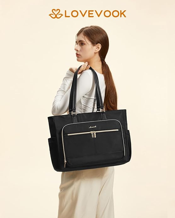LOVEVOOK Lunch Tote Bag for Women, Work Bag with Insulated Lunch Compartment Laptop Bag Large Lunch Bag for Teacher, Daily