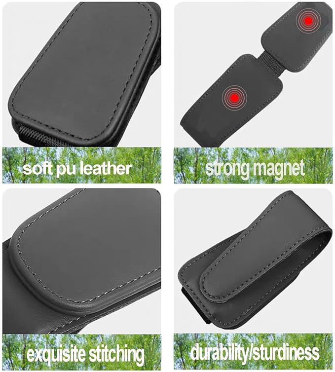2 Packs Sunglasses Holder for Car, Sunglass Clip for Car Visor, Magnetic Leather Car Eyeglass Holder and Ticket Card Clip, Suitable for Different Size Eyeglasses(Black