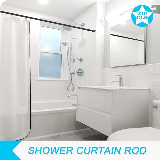 Shower Curtain Rod Black Tension Rod 45 to 77 Inch 2PCS Spring Curtain Rod Shower rod Non Slip shower curtain rod 1pcs for Windows No Drilling Adjustable Tension Rods of Curtain Window Closet Kitchen