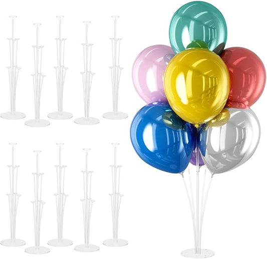 DECOCKRAT 10 Set Balloon Stand Kit - Table Balloon Stands with Base, Easy Assembly Balloon Sticks, Reusable Balloon Holders for Baby Showers, Weddings, Birthdays, Party Decorations.