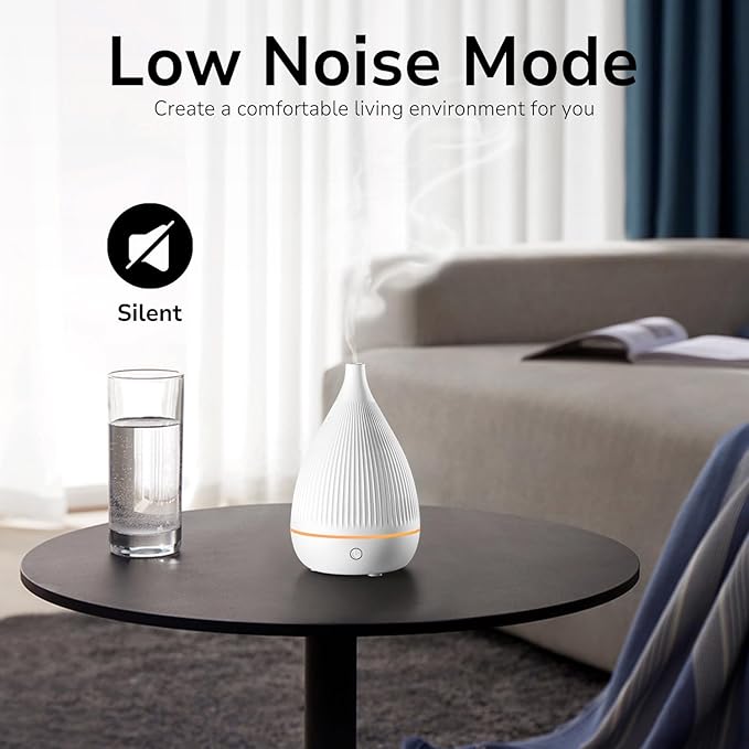 Ultrasonic Essential Oil Diffuser, Home Fragrance Aroma Diffuser with Auto Shut-Off, Color Change Night Light & Ultra-Quiet Operation, BPA-Free Portable Aromatherapy Humidifier for Home (White)